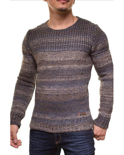 LANGEN MÄNNLICHEN STRICKJACKE CRSM - KAMEL-GRAU 9502-2