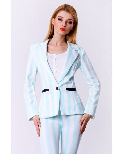 4306-2 Pastel gestreifte Jacke - blau