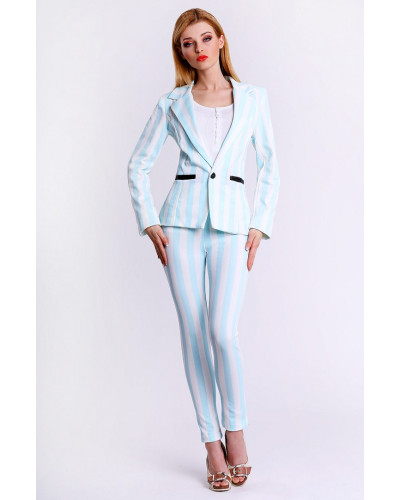 4306-2 Pastel gestreifte Jacke - blau