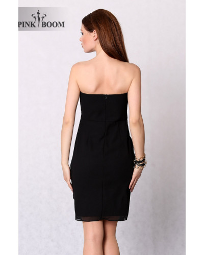 4228-2 Cocktailkleid mit kunstvollen rose - schwarz