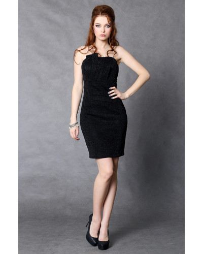 4102-3 of the shining Crash dress with pleats on the bust with lining - black