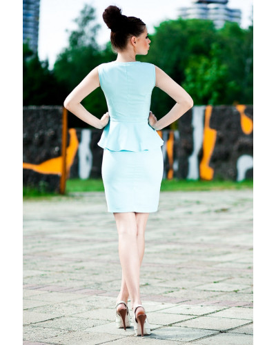 3507-2 Sukienka typu baskinka bez rękawków - miętowy sorbet