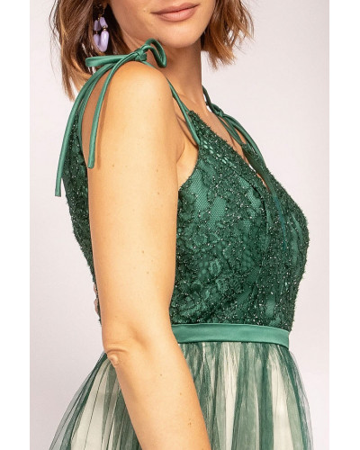 PINK BOOM DRESS DARK GREEN 76004-1