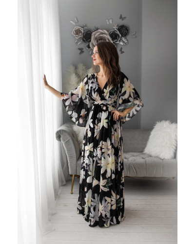 NATALIA FLOWERS KLEID SCHWARZ 74001-2