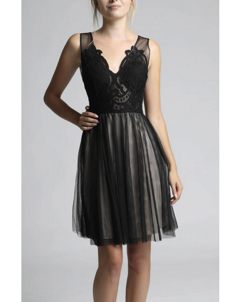 SOKY SOKA  DRESS BLACK-NUDE 600016-1