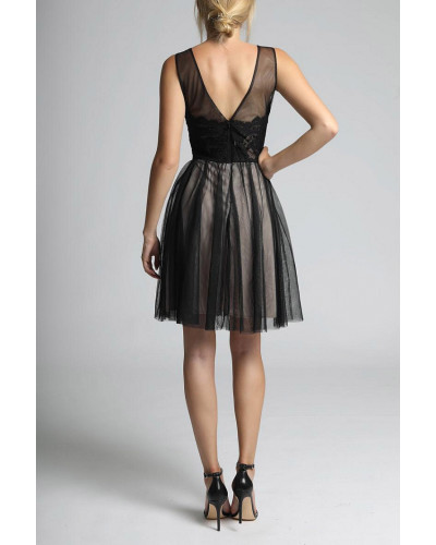 SOKY SOKA  DRESS BLACK-NUDE 600016-1