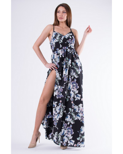 EVA & LOLA SUKIENKA W KWIATY CZARNY 58008-1