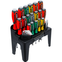 Jeu de tournevis | avec assortiment d’embouts | dans un présentoir en plastique | 44 pcs.