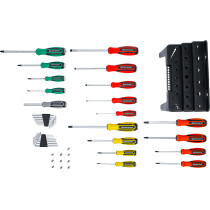 Jeu de tournevis | avec assortiment d’embouts | dans un présentoir en plastique | 44 pcs.