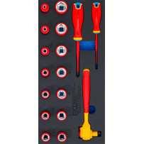 Insert de servante d’atelier 1/3 : Jeu de douilles VDE et tournevis | 10 mm (3/8") | 17 pcs.