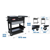 Servante d'atelier | 2 tiroirs | tablette d'extension horizontale | vide