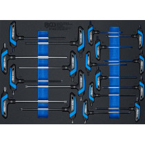 Insert de servante d’atelier 3/3 : Jeu de tournevis avec poignée en T | six pans femelle profil T (pour Torx) | 18 pcs.