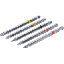 Jeu d’embouts | entraînement six pans mâle, 6,3 mm (1/4") | cruciformes PH, cruciformes PZ, plats | longueur 110 mm | 5 pièces