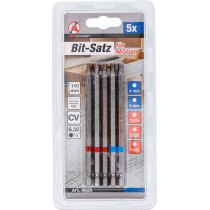 Jeu d’embouts | entraînement six pans mâle, 6,3 mm (1/4") | six pans femelle profil T (pour Torx) | longueur 110 mm | 5 pièces