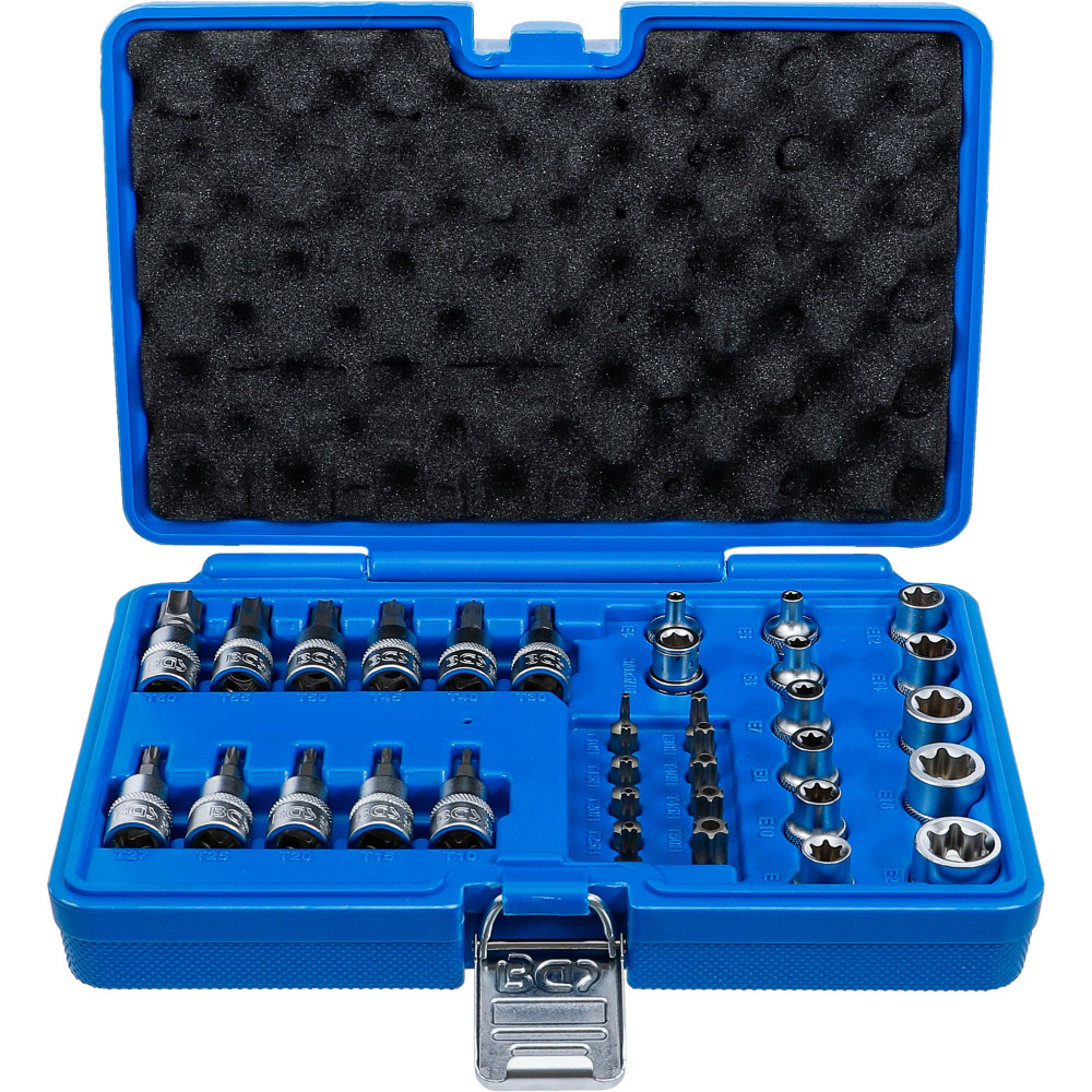 Jeu d'embouts et de clés à douille | 10 mm (3/8") | profil E / profil T (pour Torx) | 34 pièces