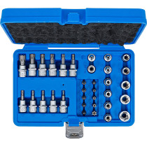 Jeu d'embouts et de clés à douille | 10 mm (3/8") | profil E / profil T (pour Torx) | 34 pièces