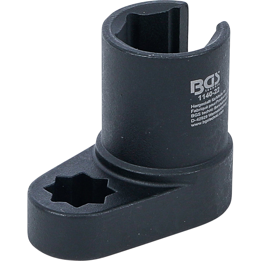 Douille pour sonde Lambda | avec angle | 12,5 mm (1/2") double carré | 22 mm | fente 11 mm