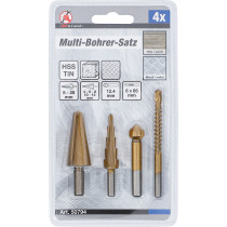 Jeu de forets multi-usage | HSS-G | revêtement nitrate de titane | 4 pièces