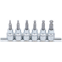 Jeu de douilles à embouts | 10 mm (3/8") | six pans intérieurs avec tête sphérique 3 - 8 mm | 6 pièces
