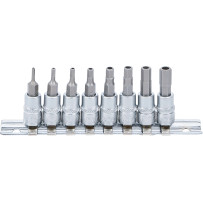 Jeu de douilles à embouts | Empreinte carré femelle 6,3 mm (1/4") | six pans femelle avec alésage 2 - 7 mm | 8 pièces