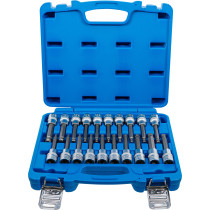 Jeu de douilles à embouts | 12,5 mm (1/2") | Six pans femelle, profil T (pour Torx), polygone femelle (pour XZN) avec tête sphér