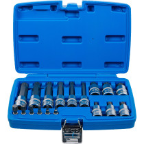 Jeu de douilles à embouts | 6,3 mm (1/4") / 12,5 mm (1/2") | Denture multiple intérieure (pour XZN) | 18 pièces