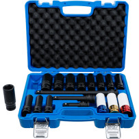 Jeu de clés à douilles et de douilles de puissance avec protection | six pans | 12,5 mm (1/2") | 10 - 24 mm | 18 pièces