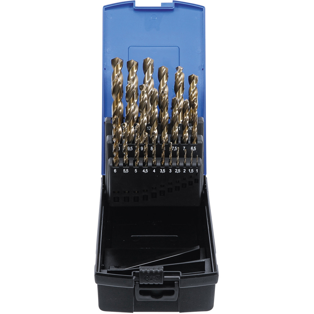 Boite de forets hélicoïdaux | HSS-G M35 | acier de cobalt | 1 - 13 mm | 25 pièces