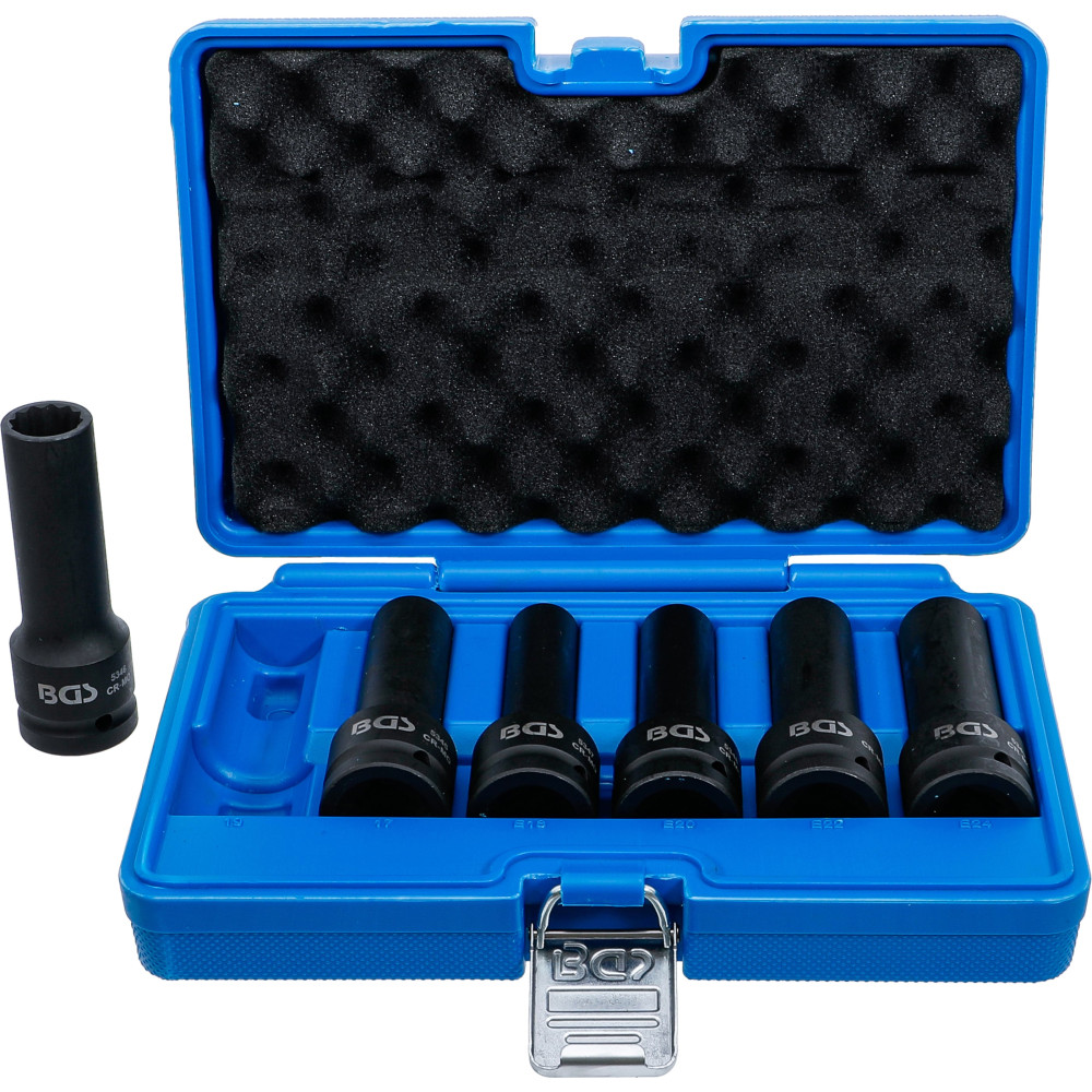 Jeu de douilles à choc, profil E, douze pans | 20 mm (3/4") | 6 pièces
