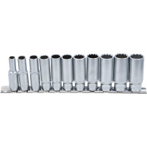 Jeu de douilles, douze pans, longues | 10 mm (3/8") | 8 - 19 mm | 11 pièces