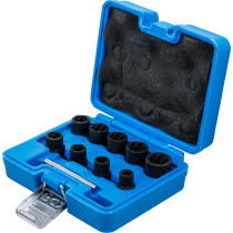Jeu de douilles spiralées/extracteur de vis | 10 mm (3/8") | 10 - 19 mm | 10 pièces