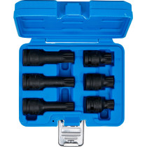 Jeu de douilles à embouts à choc | 12,5 mm (1/2") | Denture multiple intérieure (pour XZN) M14 - M18 | 6 pièces