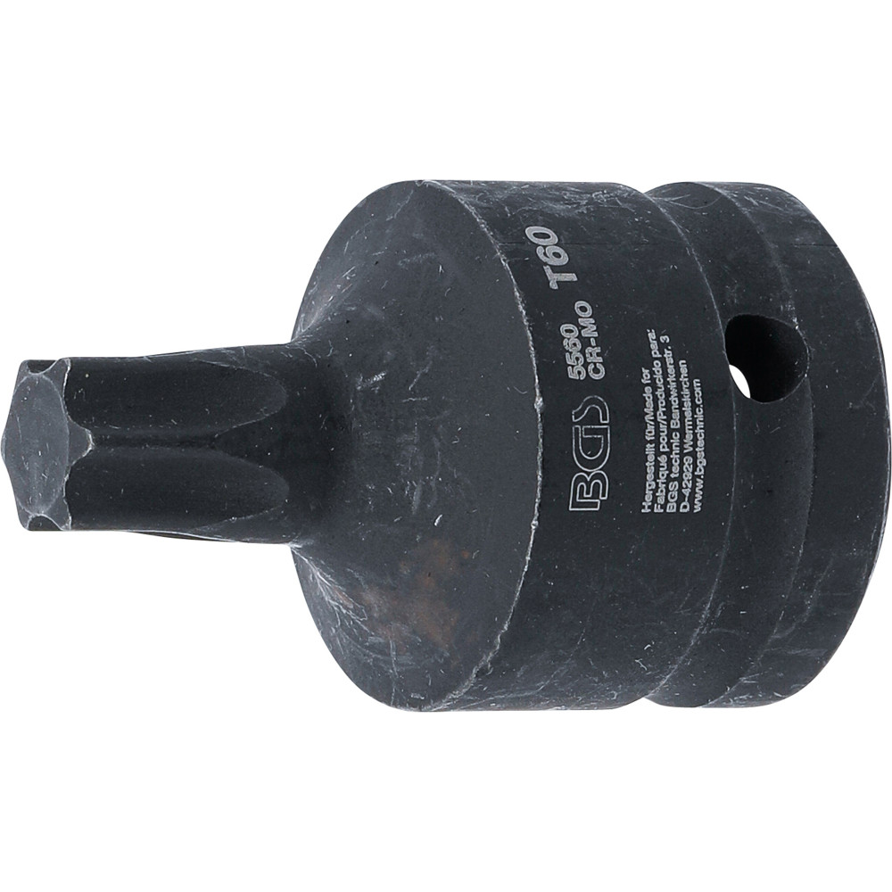 Douille à embouts de puissance | longueur 60 mm | 20 mm (3/4") | Profil T (pour Torx) T60
