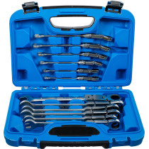 Jeu de clés mixtes à cliquet à double articulation | pliable | 8 - 19 mm | 12 pièces