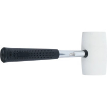 Maillet caoutchouc | manche métallique | tête blanche | Ø 64 mm | 750 g