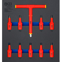 Insert de servante d’atelier 2/3 : Jeu de douilles à embouts VDE | 12,5 mm (1/2") | profil T (pour Torx) T20 - T55 | 10 pièces