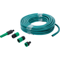 Tuyau d’arrosage | PVC | avec pulvérisateur de jardin et raccord d’accouplement | 15 m | 6 pièces