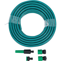 Tuyau d’arrosage | PVC | avec pulvérisateur de jardin et raccord d’accouplement | 15 m | 6 pièces