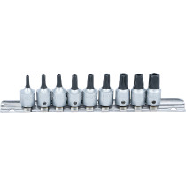 Jeu de douilles à embouts | 6,3 mm (1/4") | Profil T (pour Torx Plus) TS10 - TS50 | 9 pièces