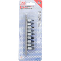 Jeu de douilles à embouts | 6,3 mm (1/4") | Profil T (pour Torx Plus) TS10 - TS50 | 9 pièces