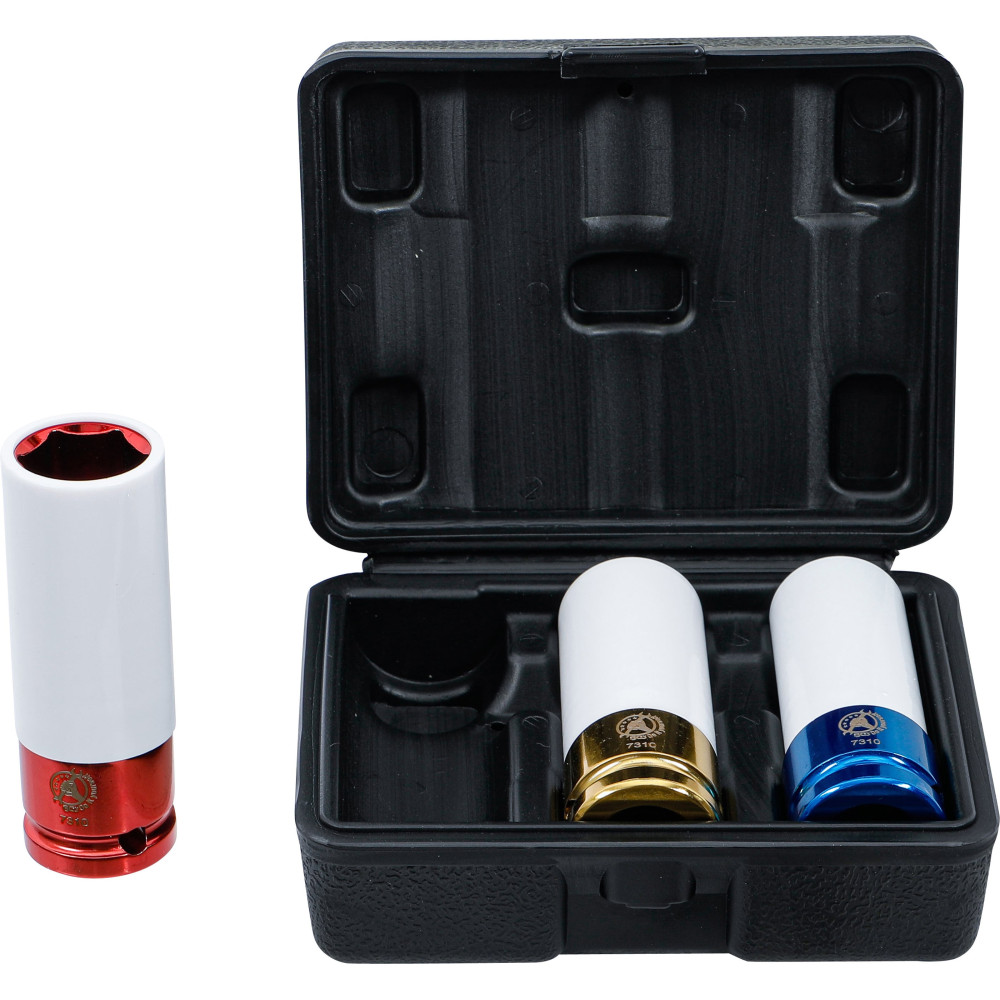 Jeu de douilles de puissance avec protection | 12,5 mm (1/2") | 17 / 19 / 21 mm | 3 pièces