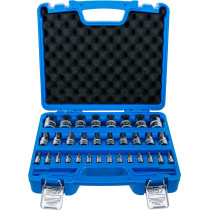 Jeu de douilles à embouts | 6,3 mm (1/4") / 10 mm (3/8") / 12,5 mm (1/2") | Six pans femelle 2 - 19 mm / 1/4 - 9/16" | métriques