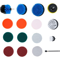 Jeu de disques de polissage et ponçage et d’embouts à brosse | pour perceuses | 16 pcs.