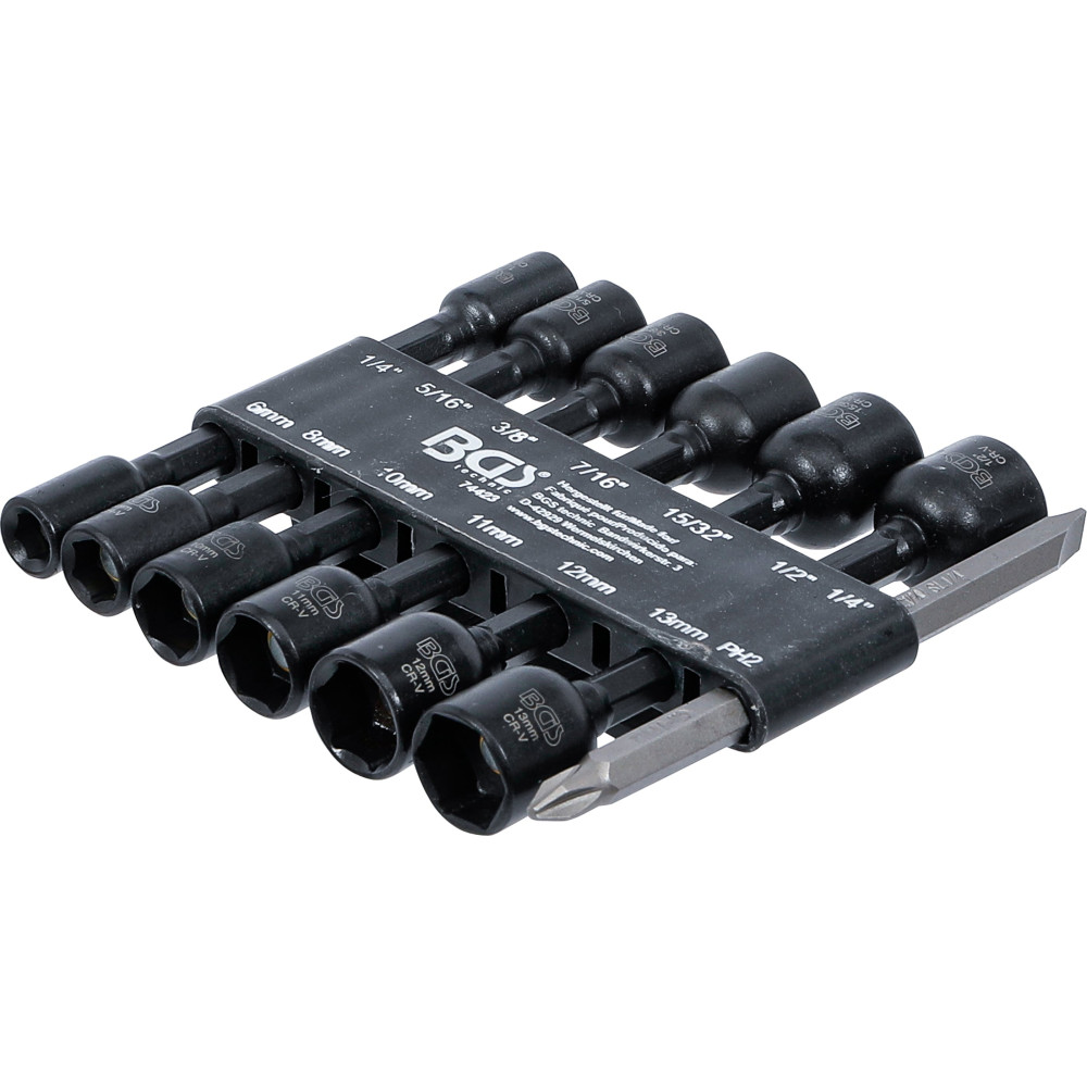 Jeu de douilles à choc, six pans | 6,3 mm (1/4") | pour perceuses | 1/4 - 1/2", 6 - 13 mm | 14 pièces