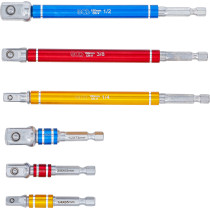 Jeu d’adaptateurs pour visseuses | couleurs | Hexagone mâle 6,3 mm (1/4") | Hexagone femelle 6,3 mm (1/4") / 10 mm (3/8") / 12,5