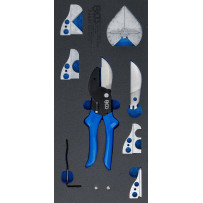 Insert de servante d’atelier 1/3 : jeu de ciseaux multifonctions / à onglet | pour tuyaux en matière plastique | 8 pièces