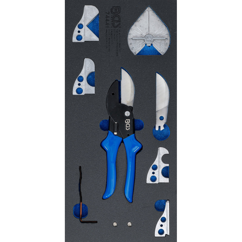 Insert de servante d’atelier 1/3 : jeu de ciseaux multifonctions / à onglet | pour tuyaux en matière plastique | 8 pièces