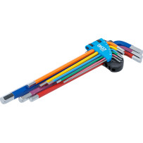 Jeu de clés allen | multicolore | extra longues | six pans femelle 1,5 - 10 mm | 9 pièces