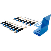Jeu de chasse-goupilles / pointeaux / burin plat | avec protection des mains | 13 pcs.