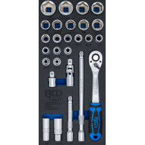 Insert de servante d'atelier 1/3 : Jeu de clé à douilles | en pouce | 12,5 mm (1/2) | 27 pièces